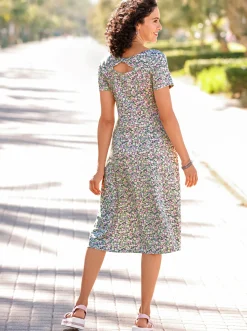 Kleider| Jerseykleid mit Rücken-Ausschnitt anthrazit-bedruckt