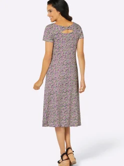 Kleider| Jerseykleid mit Rücken-Ausschnitt anthrazit-bedruckt