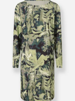 Kleider|heine Jerseykleid mit Reißverschluss-Taschen khaki-lindgrün-bedruckt