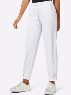 Hosen| Jogg Pants mit Raffungen am Saum weiß