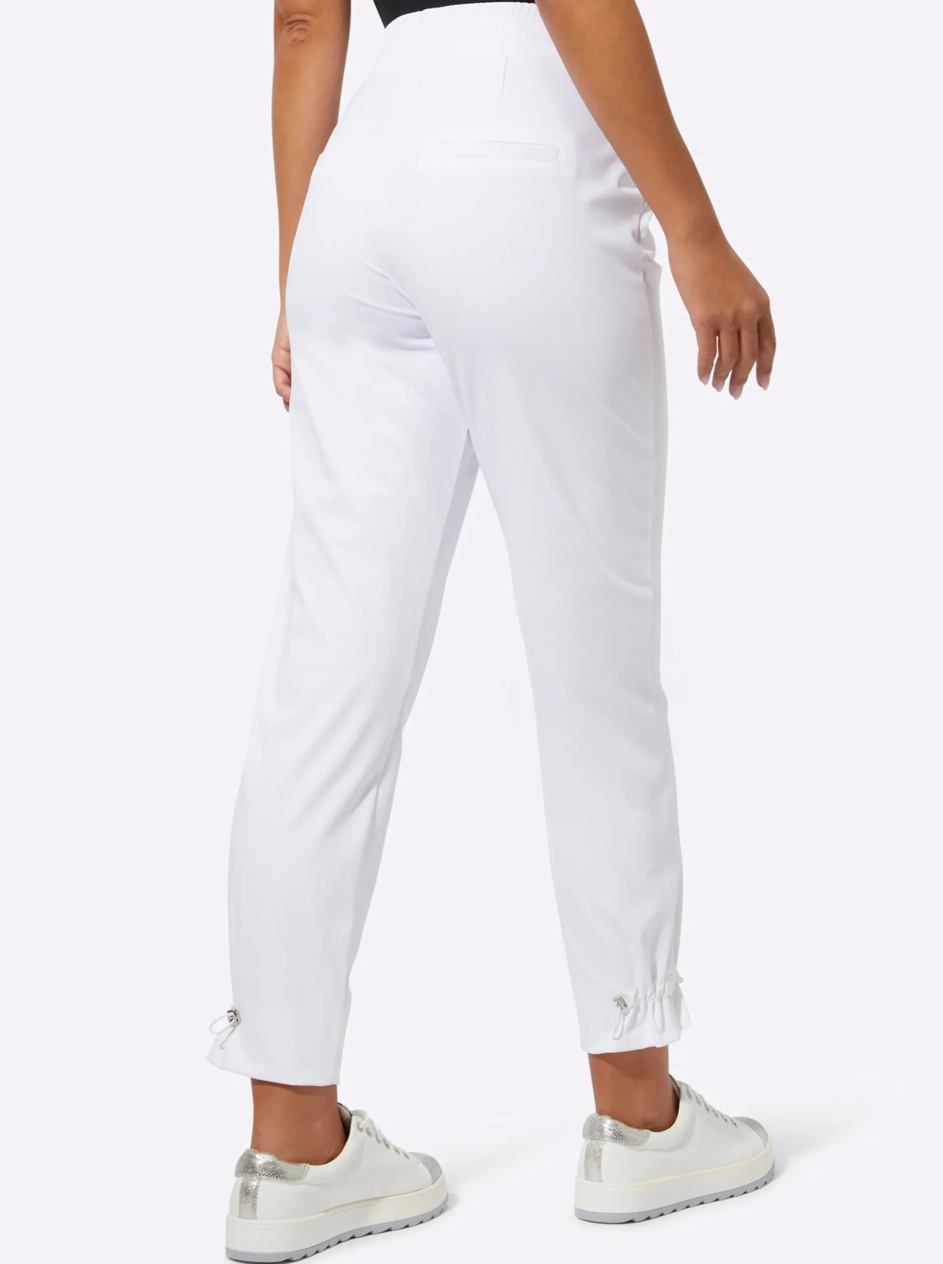 Hosen| Jogg Pants mit Raffungen am Saum weiß