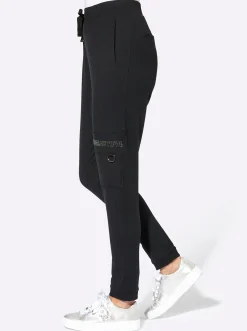 Homewear|Hosen| Jogg Pants mit Ripp-Abschlüssen schwarz