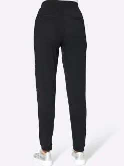 Homewear|Hosen| Jogg Pants mit Ripp-Abschlüssen schwarz