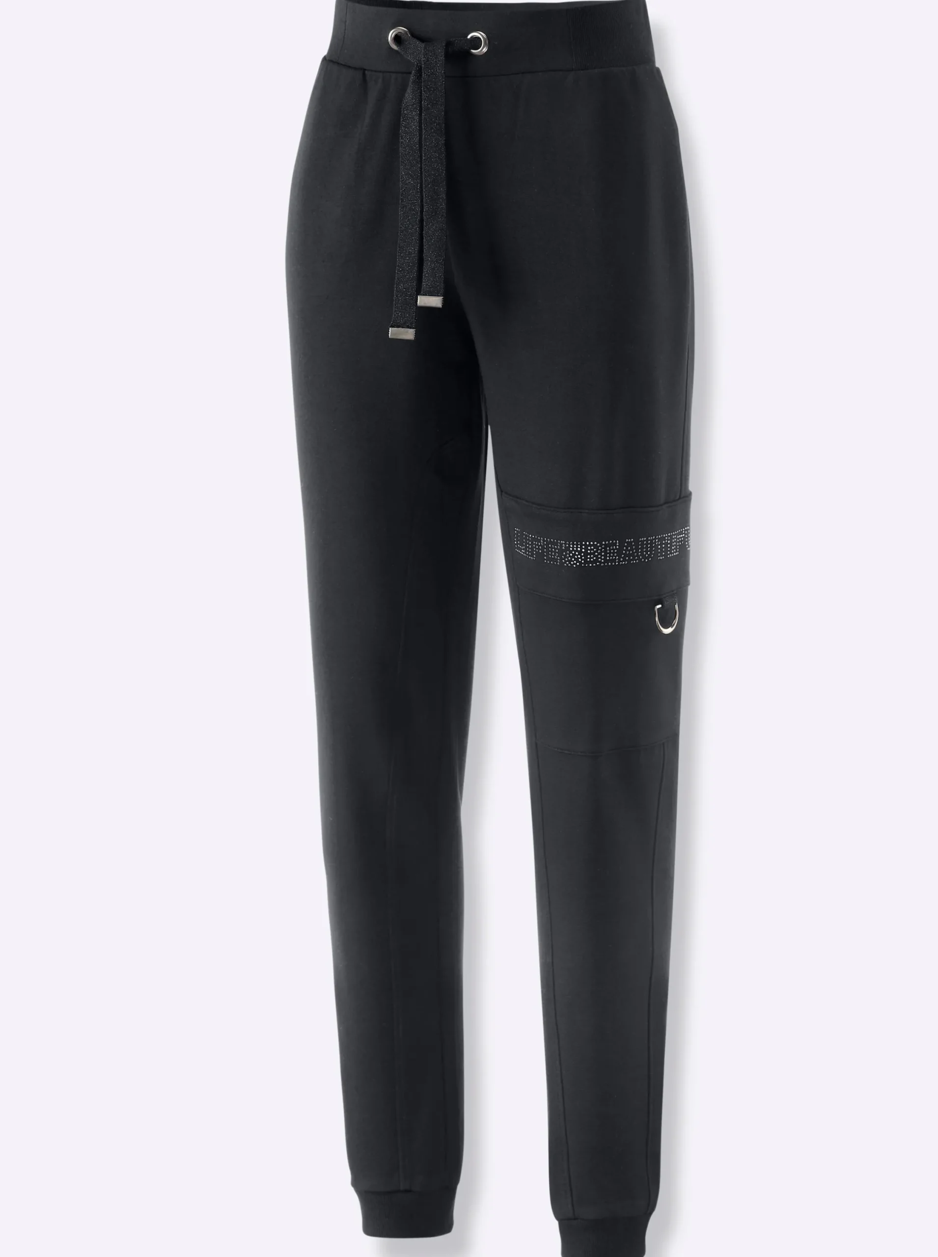 Homewear|Hosen| Jogg Pants mit Ripp-Abschlüssen schwarz