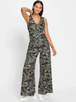 Overalls|heine Jumpsuit hinten mit Reißverschluss khaki-ecru-bedruckt