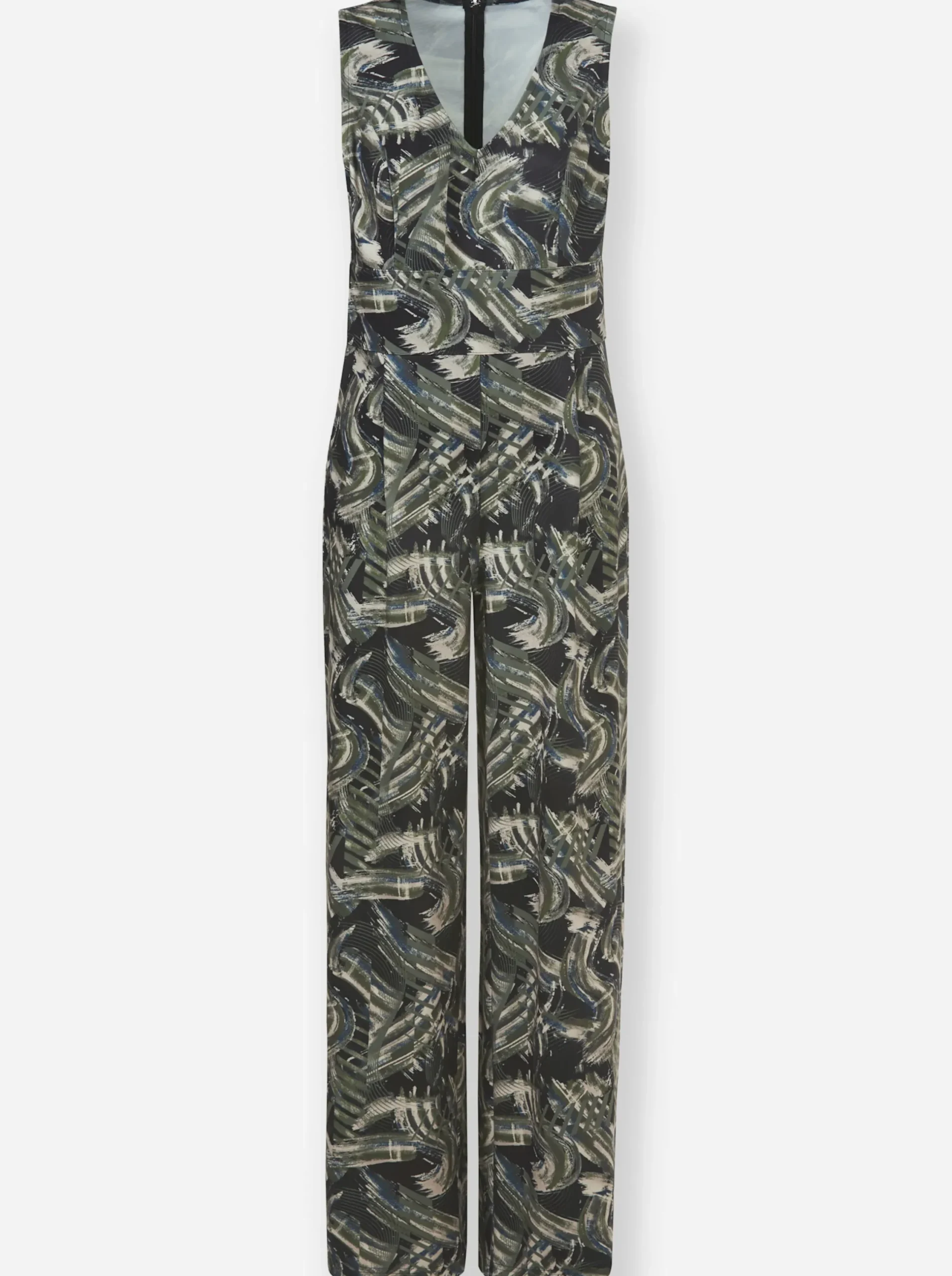 Overalls|heine Jumpsuit hinten mit Reißverschluss khaki-ecru-bedruckt