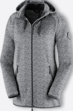 Jacken| Kapuzenfleecejacke in Melange-Optik grau-weiß-gemustert