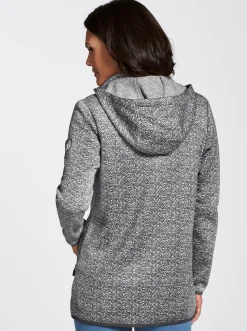 Jacken| Kapuzenfleecejacke mit abnehmbarer Kapuze grau-weiß-gemustert