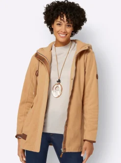 Jacken| Kapuzenfleecejacke mit verdecktem Reißverschluss camel
