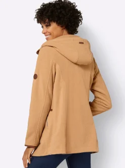 Jacken| Kapuzenfleecejacke mit verdecktem Reißverschluss camel