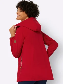 Jacken| Kapuzenfleecejacke mit verdecktem Reißverschluss rot