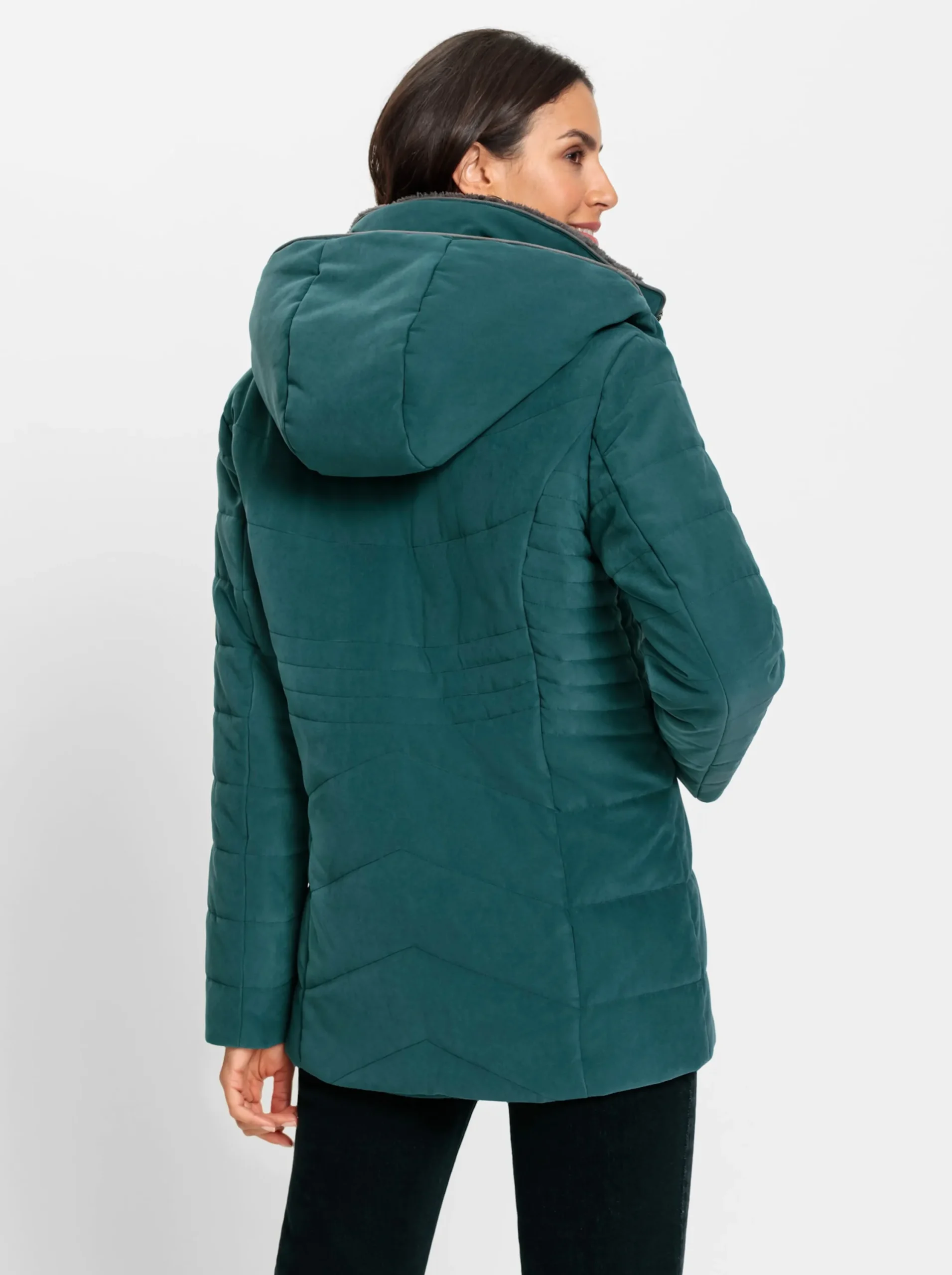 Jacken| Kapuzenjacke in Micro-Moss-Qualität petrol