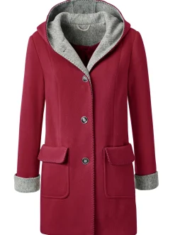 Jacken| Kapuzenjacke in Woll-Optik kirsche
