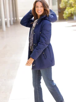 Jacken| Kapuzenjacke mit Steppmuster marine