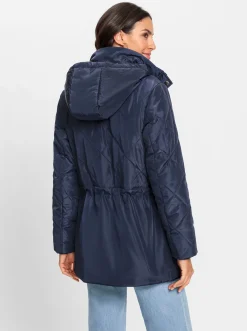 Jacken| Kapuzenjacke mit Steppmuster marine