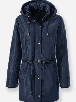 Jacken| Kapuzenjacke mit Steppmuster marine