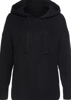Pullover|LASCANA Kapuzenpullover schwarz