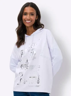Pullover|Shirts|heine Kapuzenshirt im Oversize-Schnitt weiß