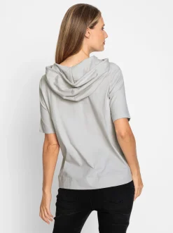 Shirts|heine Kapuzenshirt mit Glitzersteinen hellgrau-meliert