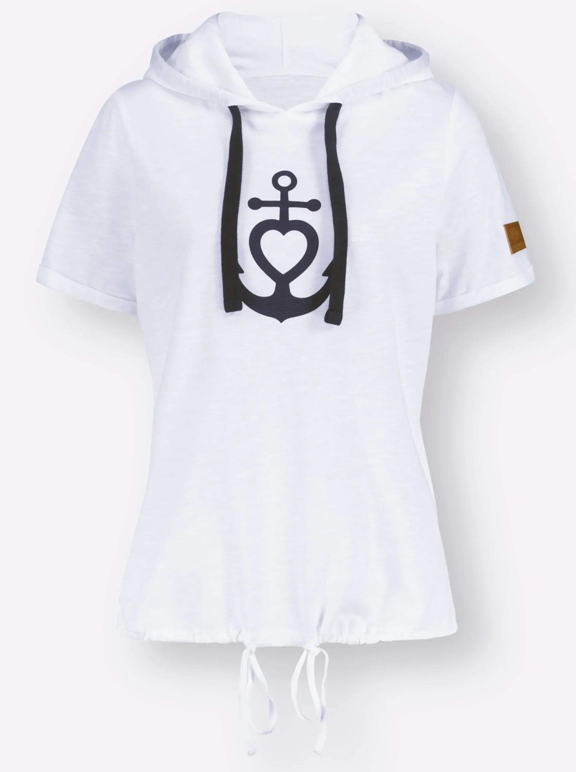 Pullover|Shirts| Kapuzenshirt mit kurzen Ärmeln weiß-marine