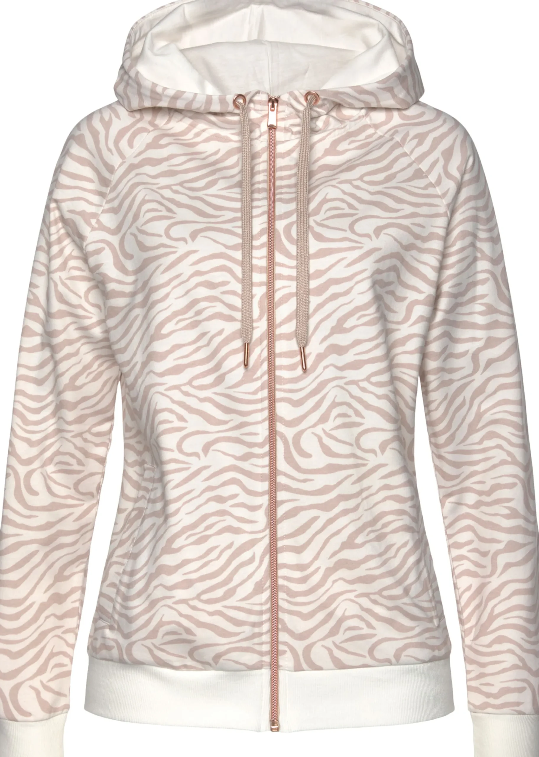 Shirts|LASCANA Kapuzensweatjacke beige-nougat