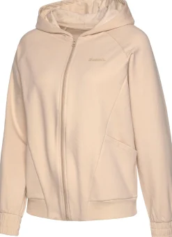 Jacken|Shirts| Kapuzensweatjacke beige