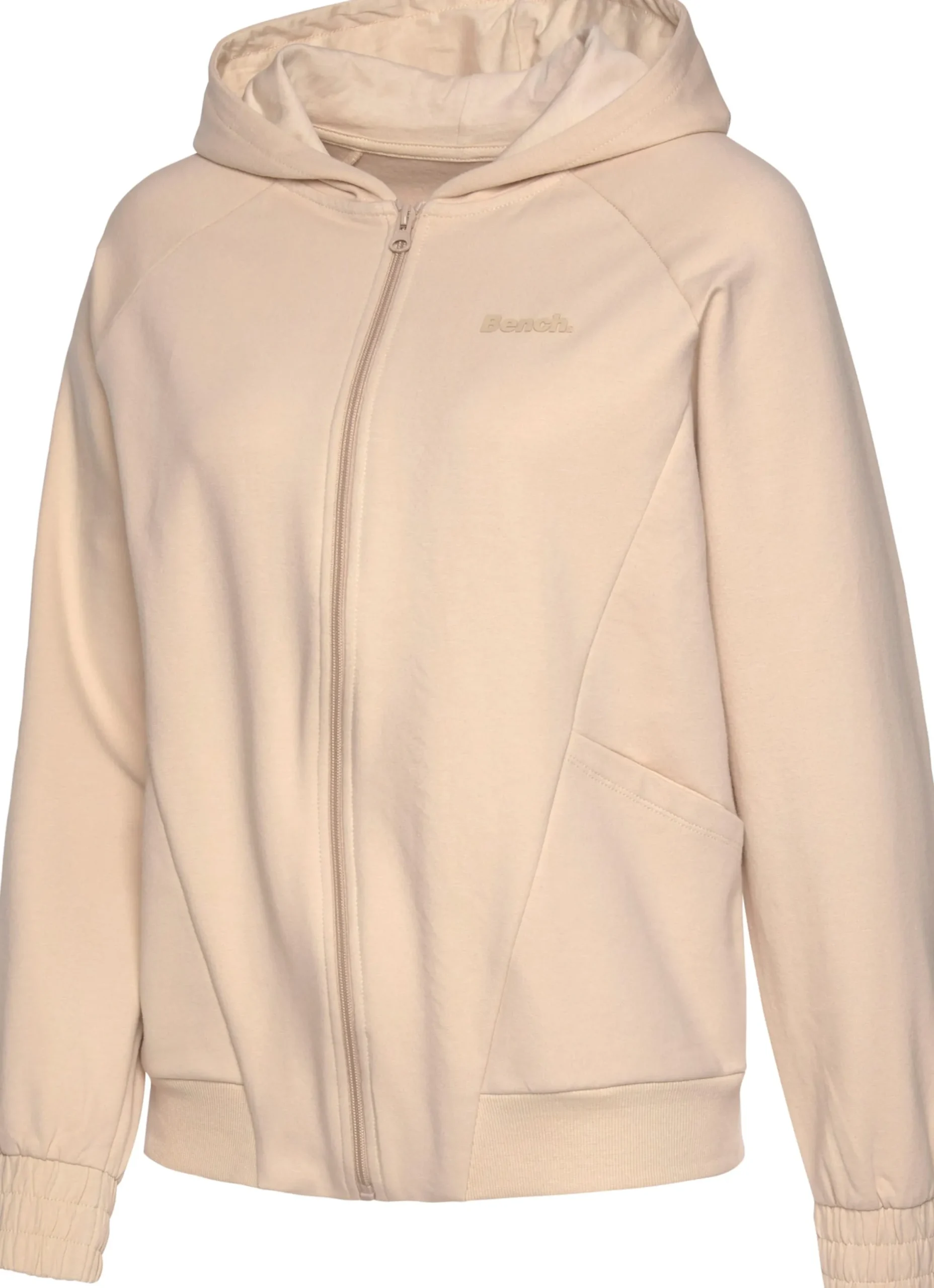Jacken|Shirts| Kapuzensweatjacke beige