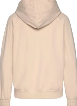 Jacken|Shirts| Kapuzensweatjacke beige