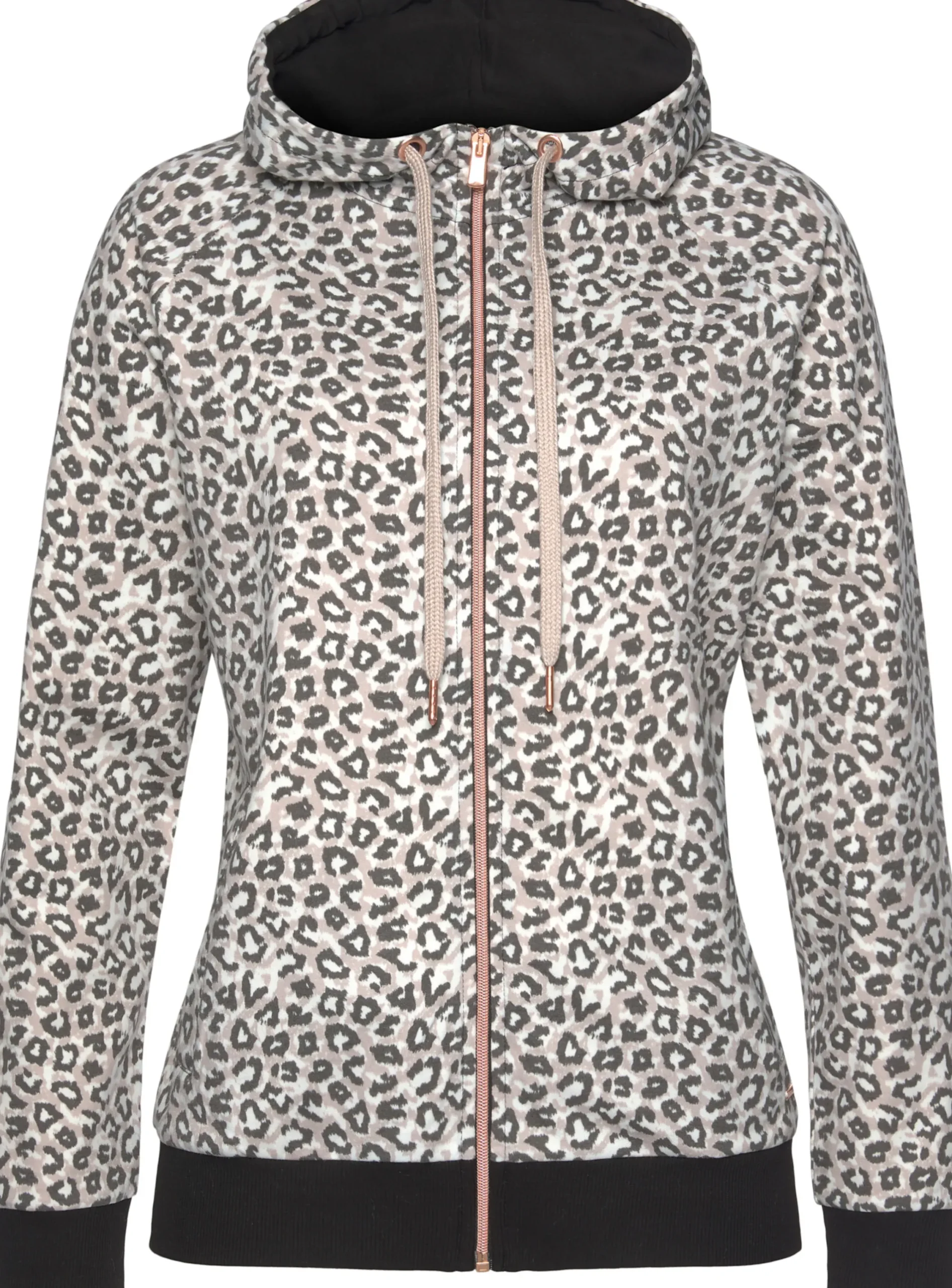 Homewear|Homewear|LASCANA Kapuzensweatjacke beige-schwarz