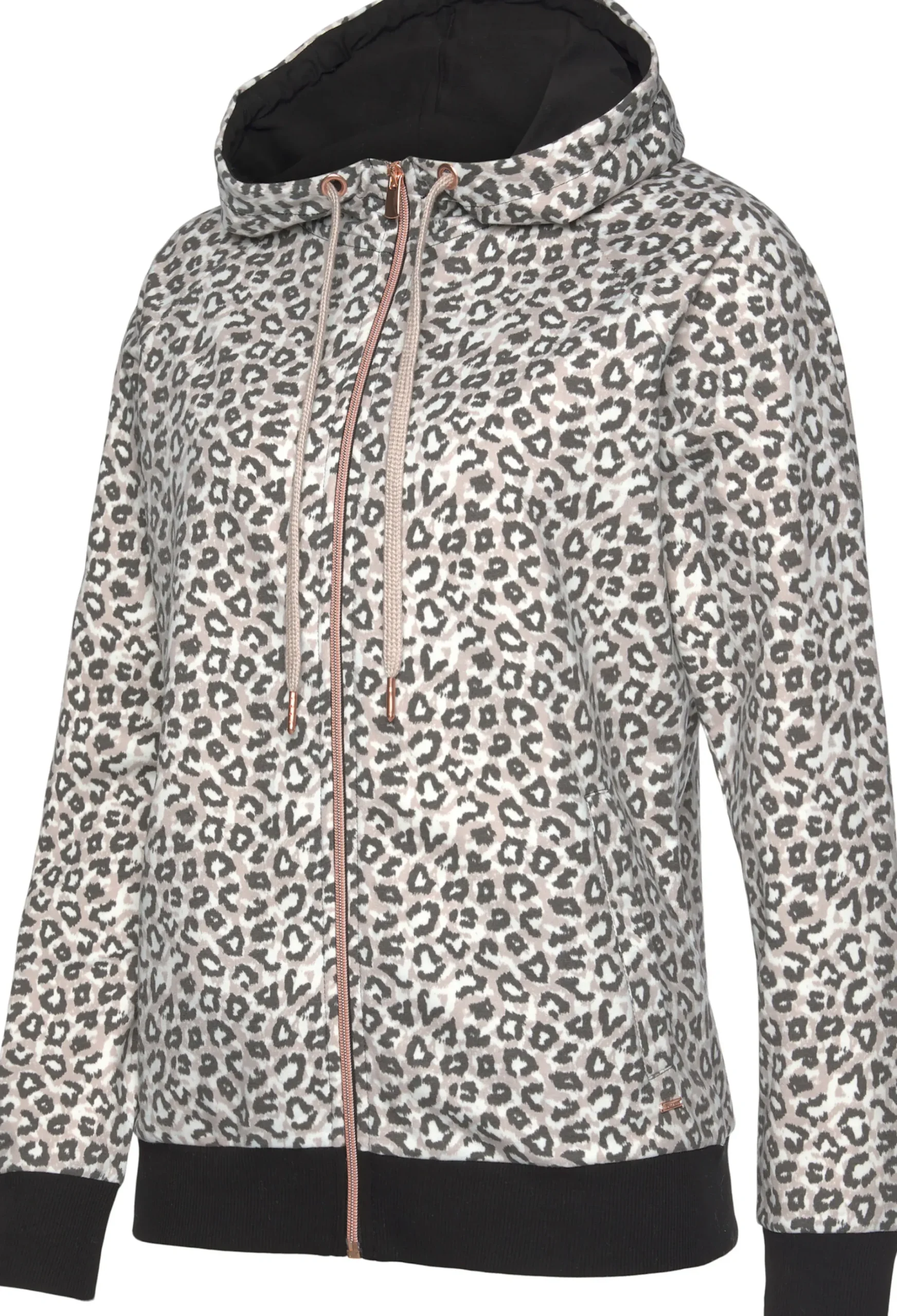 Homewear|Homewear|LASCANA Kapuzensweatjacke beige-schwarz