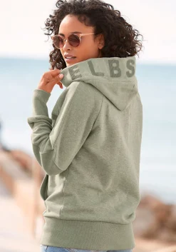 Strandmode|Elbsand Kapuzensweatjacke grünmeliert