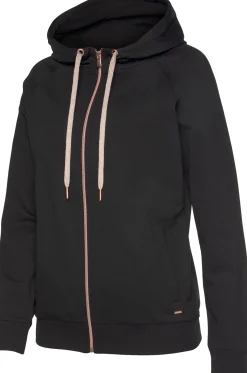 Homewear|Strandmode|LASCANA Kapuzensweatjacke schwarz