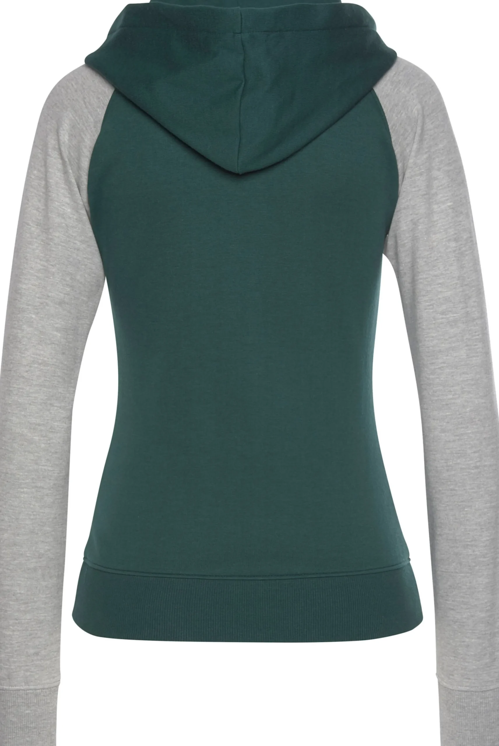 Jacken|Shirts| Kapuzensweatjacke dunkelgrün-hellgrau