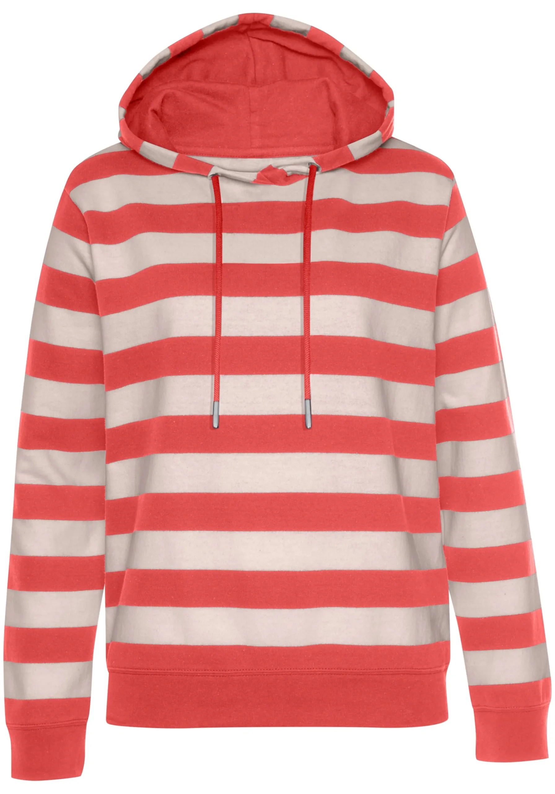 Shirts|H.I.S Kapuzensweatshirt rot-nougat-gestreift
