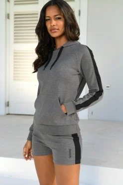 Pullover| Kapuzensweatshirt anthrazit-meliert-schwarz