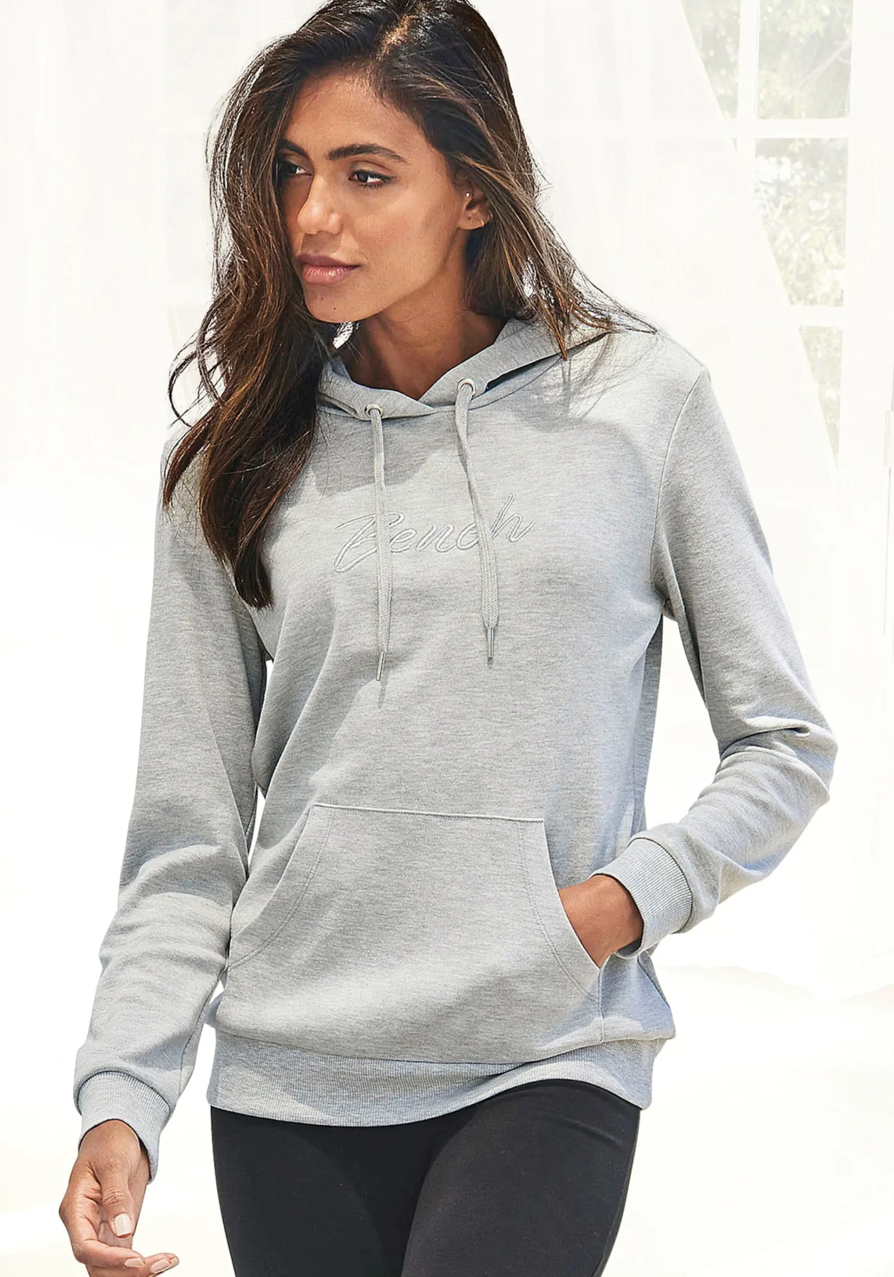 Pullover| Kapuzensweatshirt hellgrau-meliert