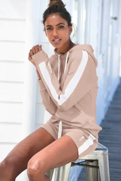 Pullover|Shirts| Kapuzensweatshirt beige-weiß