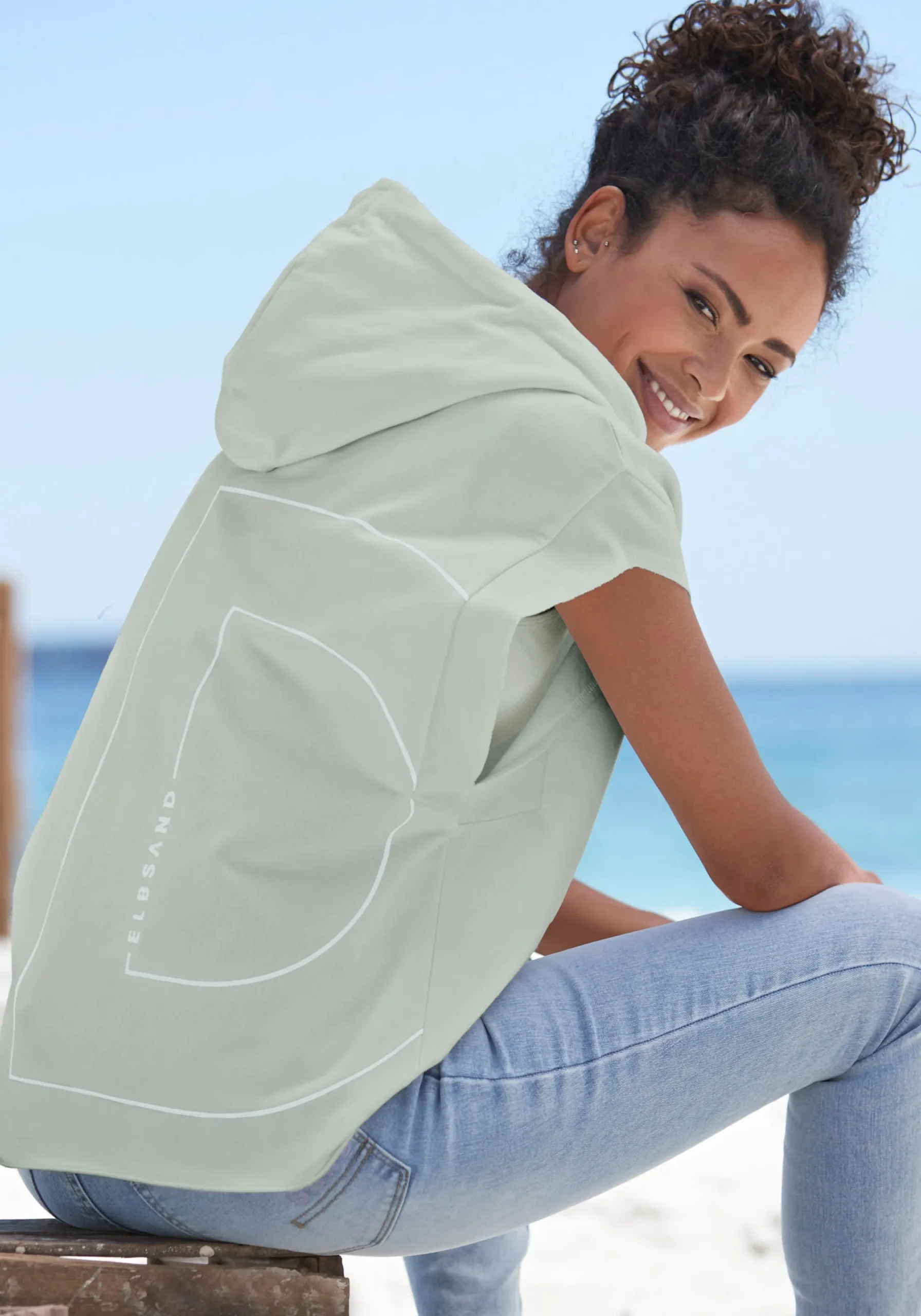 Pullover|Elbsand Kapuzensweatshirt hellgrün