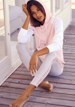 Pullover| Kapuzensweatshirt weiß-rosa