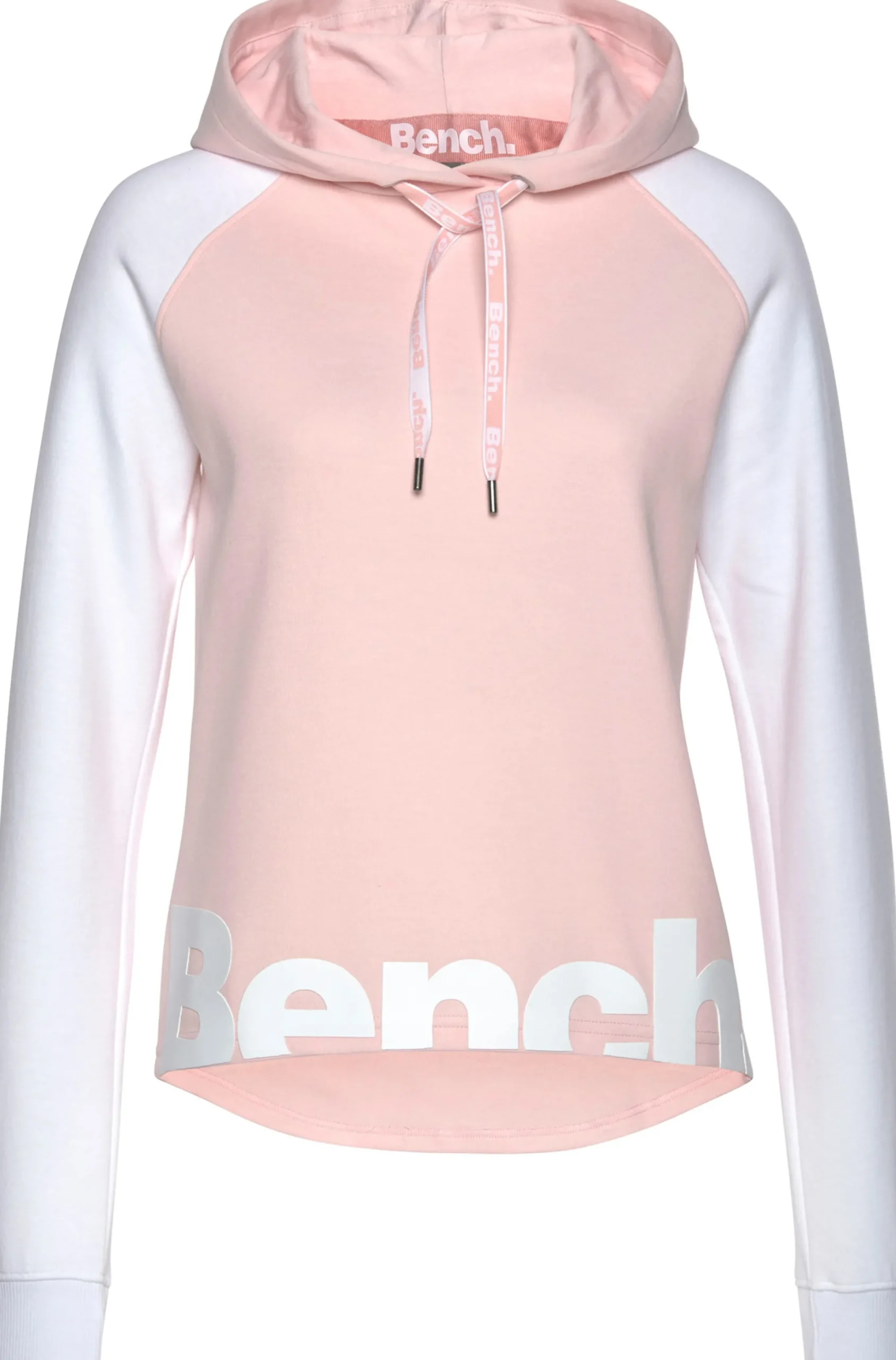 Pullover| Kapuzensweatshirt weiß-rosa