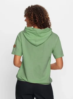 Pullover| Kapuzensweatshirt mit elastischem Saum eucalyptus-ecru-bedruckt