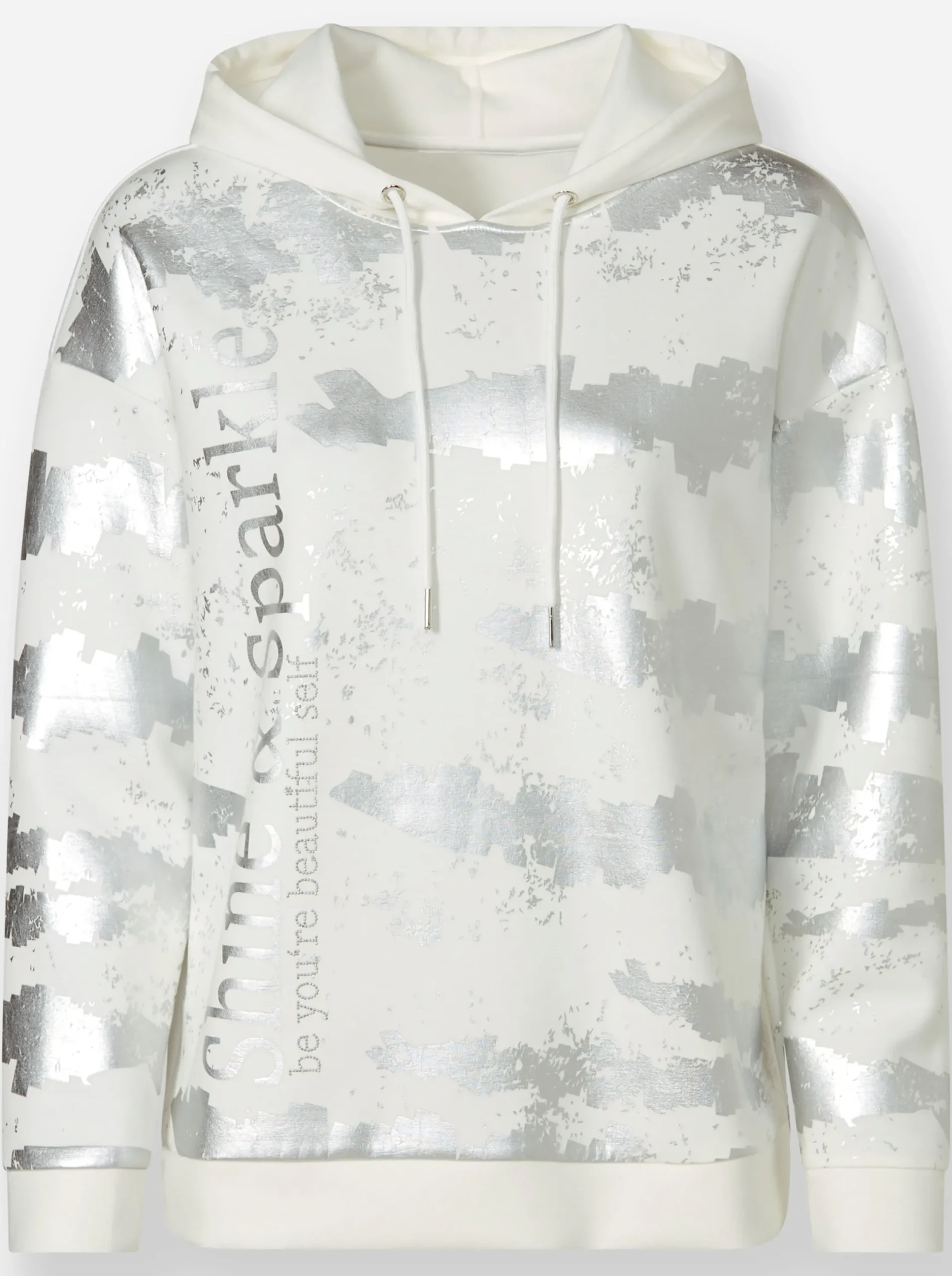 Pullover|Shirts|heine Kapuzensweatshirt mit Foliendruck ecru
