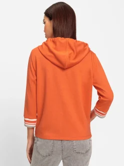 Shirts|heine Kapuzensweatshirt mit kontrastfarbenen Bündchen orange