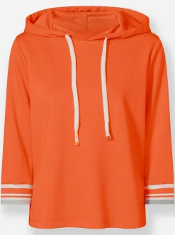 Shirts|heine Kapuzensweatshirt mit kontrastfarbenen Bündchen orange