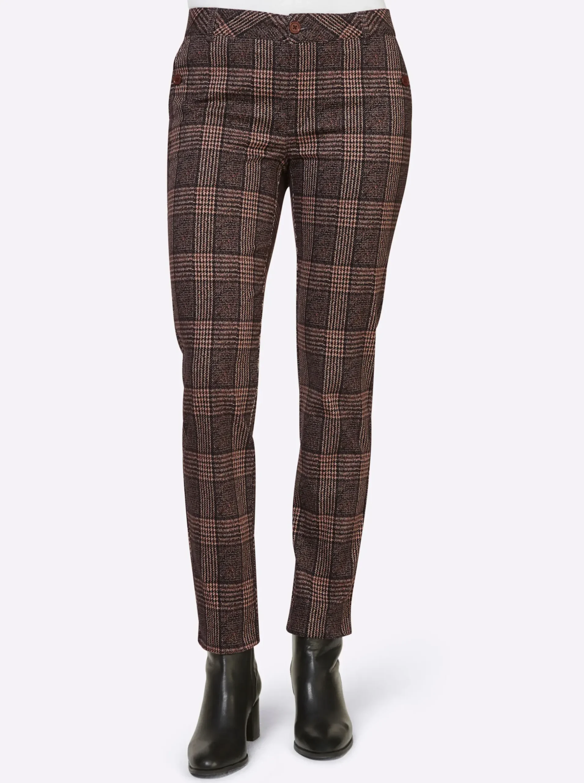 Jeans|heine Karohose braun-schwarz-kariert