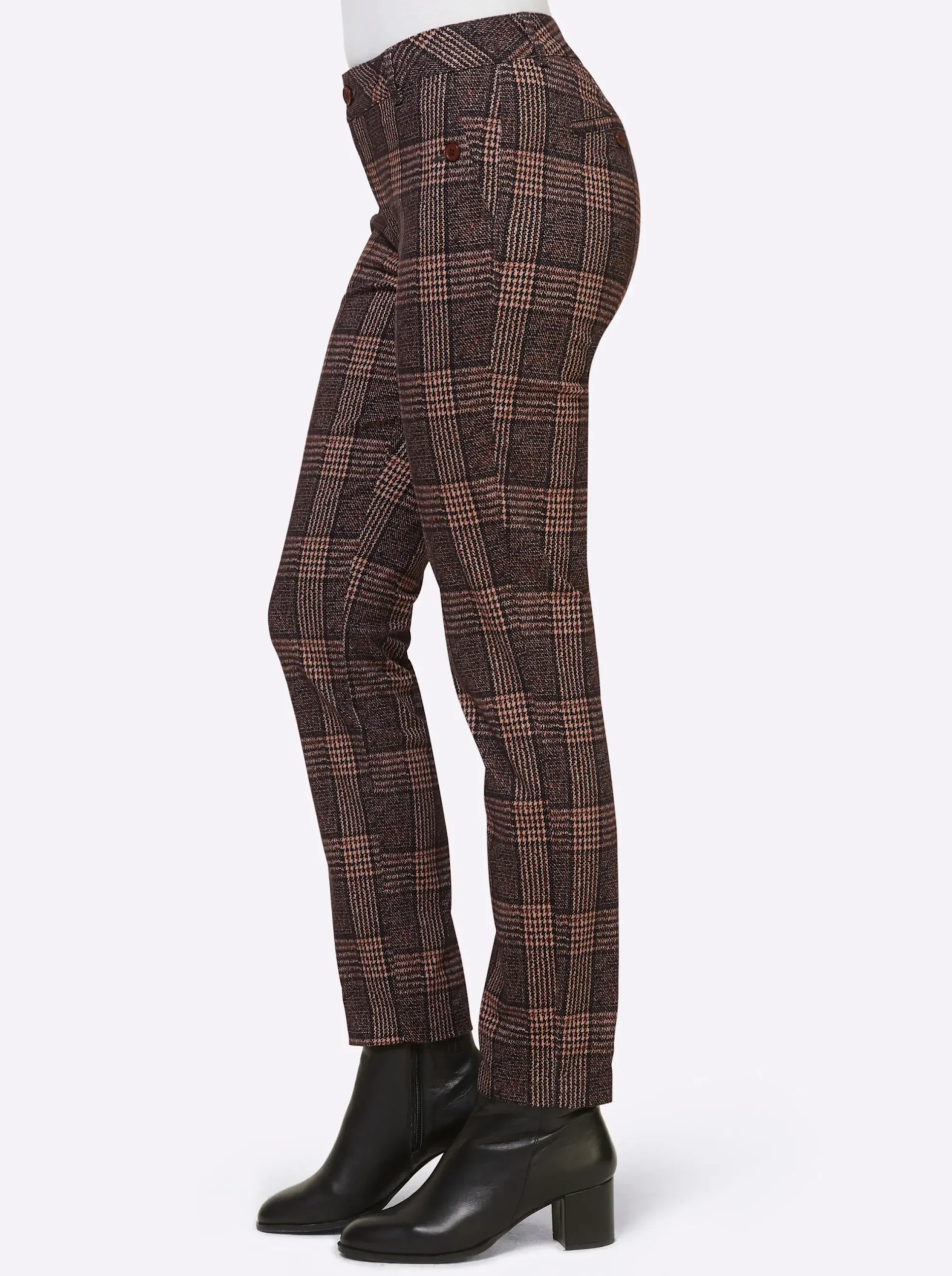 Jeans|heine Karohose braun-schwarz-kariert