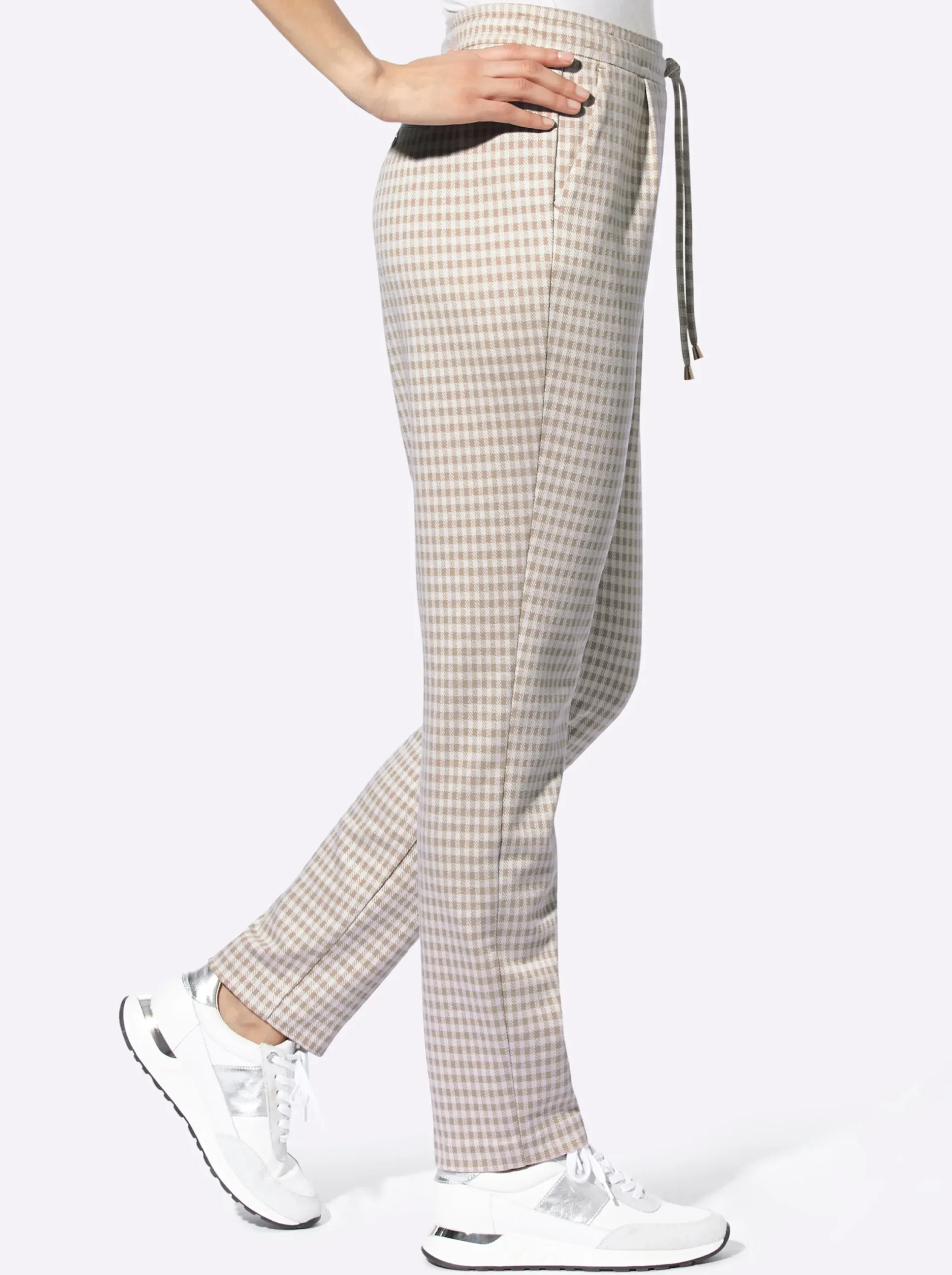 Hosen|heine Karohose beige-ecru-kariert
