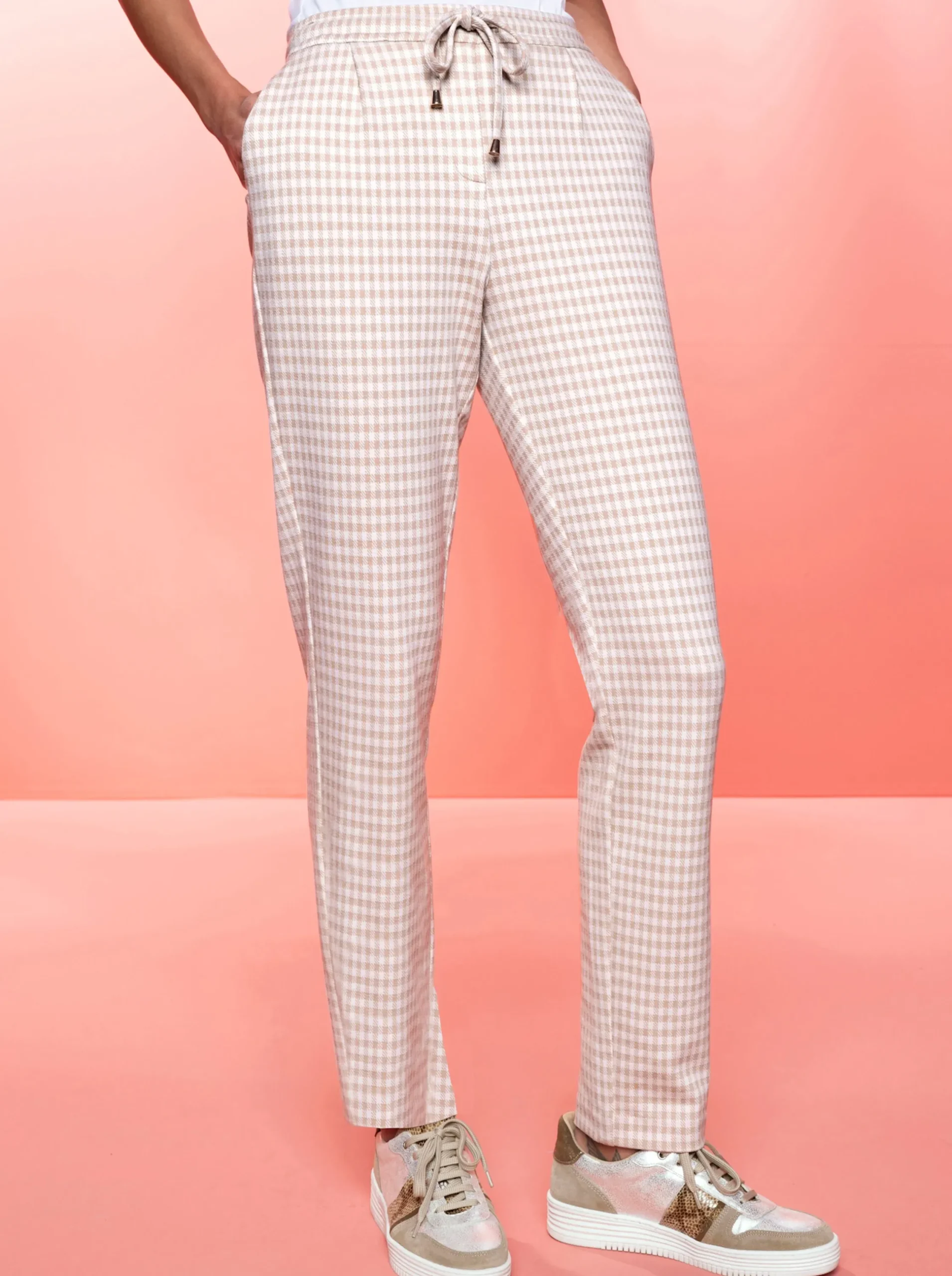 Hosen|heine Karohose beige-ecru-kariert