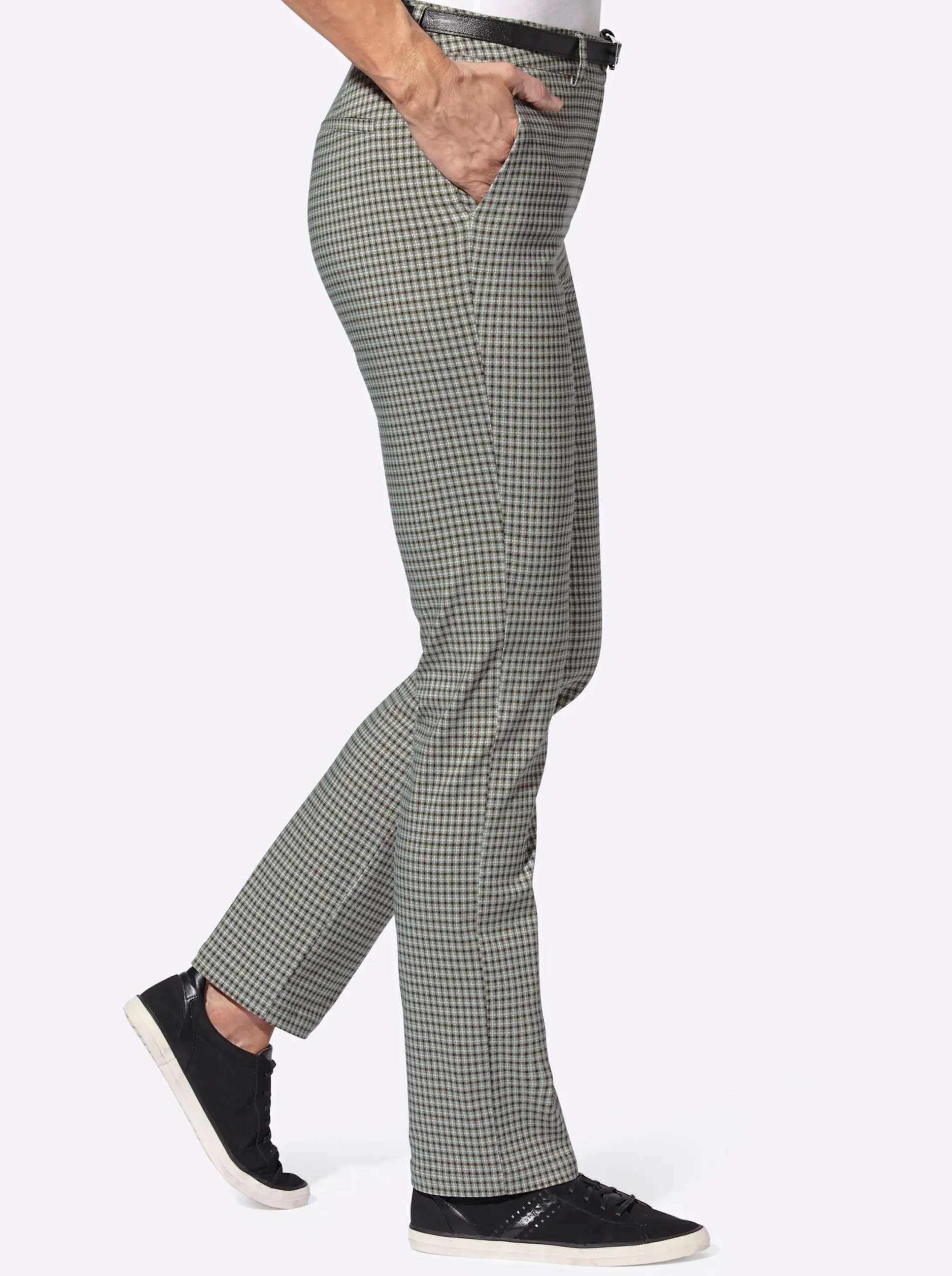 Hosen| Karohose in Koffer-Qualität khaki-schwarz-kariert