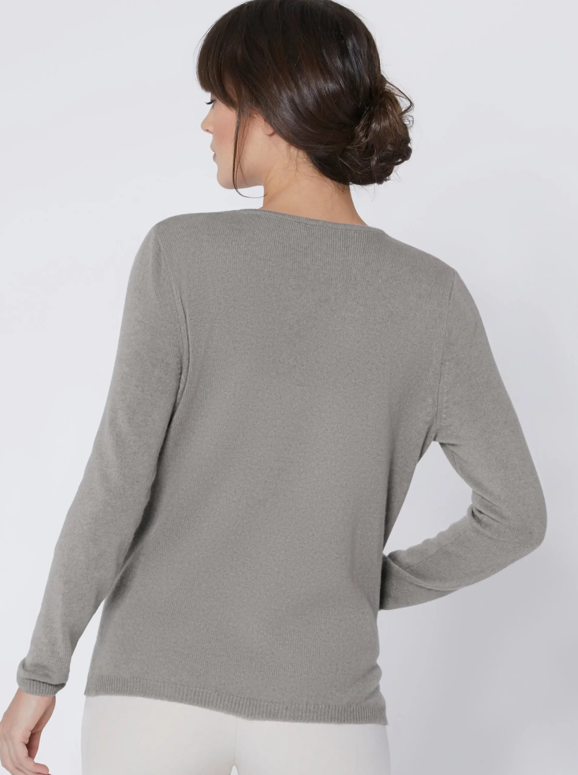 Basics|CREATION L PREMIUM Kaschmirpullover grau-meliert